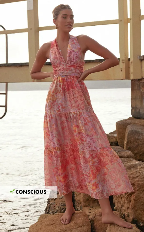 Showpo Amalie The Label 8211 Monte Plunge Neck Tie Back Tiered Maxi Dress In Morocco Print Women Dresses Showpo Amalie The Label 8211 Monte Plunge Neck Tie Back Tiered Maxi Dress In Morocco Print Women Dresses