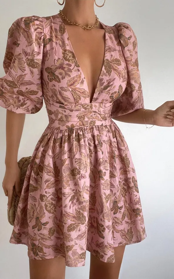 Showpo Amalie The Label 8211 Rivinna Linen Blend Pleat Waist Puff Sleeve Mini Dress In Vahala Print Women Curve Clothes Showpo Amalie The Label 8211 Rivinna Linen Blend Pleat Waist Puff Sleeve Mini Dress In Vahala Print Women Curve Clothes