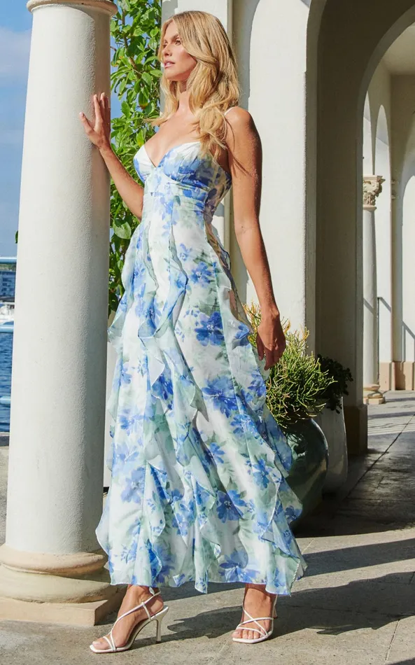 Showpo Amalie The Label 8211 Rosalie Strappy Cut Out Ruffle Detail Maxi Dress In Elysian Print Women Dresses Showpo Amalie The Label 8211 Rosalie Strappy Cut Out Ruffle Detail Maxi Dress In Elysian Print Women Dresses