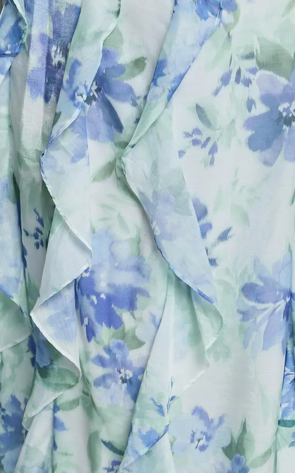 Showpo Amalie The Label 8211 Rosalie Strappy Cut Out Ruffle Detail Maxi Dress In Elysian Print Women Dresses