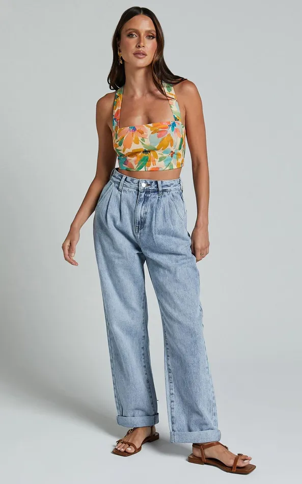 Showpo Amalie The Label 8211 Sarina Recycled Cotton High Waisted Denim Jeans In Light Blue Wash Women Denim