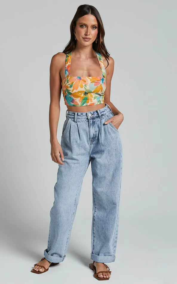 Showpo Amalie The Label 8211 Sarina Recycled Cotton High Waisted Denim Jeans In Light Blue Wash Women Denim