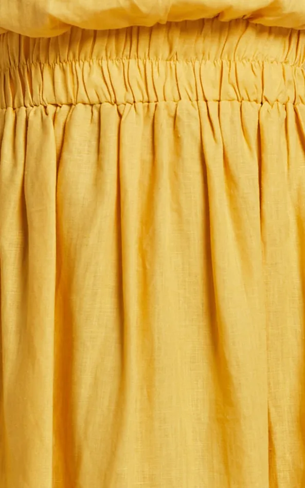 Showpo Amalie The Label 8211 Shepard Linen Blend Halter Neck Maxi Dress In Yellow Women Dresses