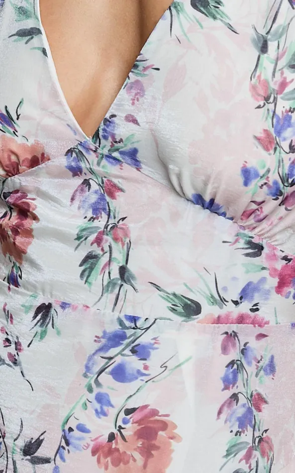 Showpo Amalie The Label 8211 Sienah Ruffle Sleeve Tiered Midi Dress In Delhia Floral Print Women Dresses