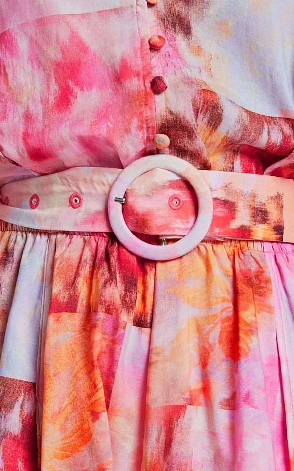 Showpo Amalie The Label 8211 Vivette Linen Blend Puff Sleeve Belted Playsuit In Marsielle Print Women Rompers