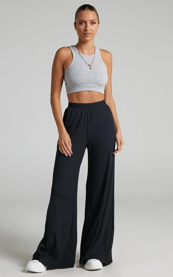 Showpo Amalthea Pants 8211 High Waisted Jersey Rib Wide Leg Pants In Black Women Curve Clothes Showpo Amalthea Pants 8211 High Waisted Jersey Rib Wide Leg Pants In Black Women Curve Clothes
