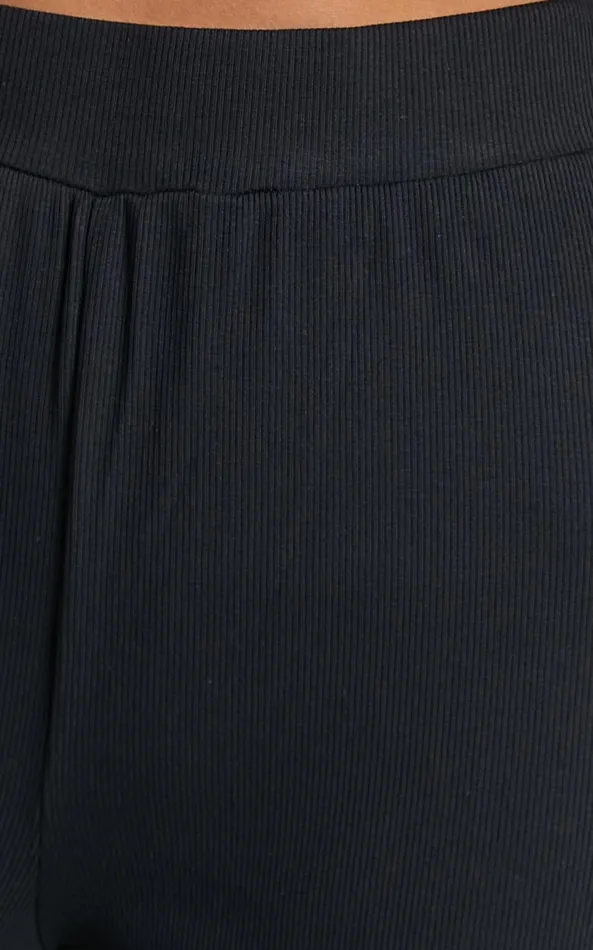Showpo Amalthea Pants 8211 High Waisted Jersey Rib Wide Leg Pants In Black Women Curve Clothes