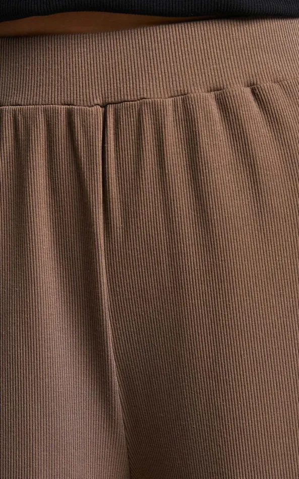 Showpo Amalthea Pants 8211 High Waisted Jersey Rib Wide Leg Pants In Mocha Women Curve Clothes