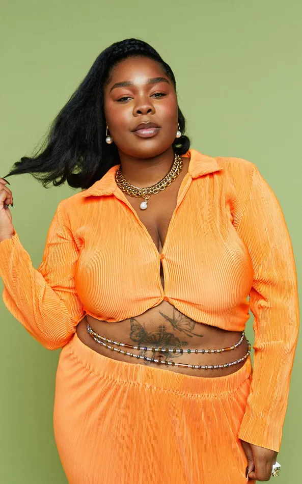 Showpo Amarante Blouse 8211 Plisse Button Up Blouse In Orange Women Tops