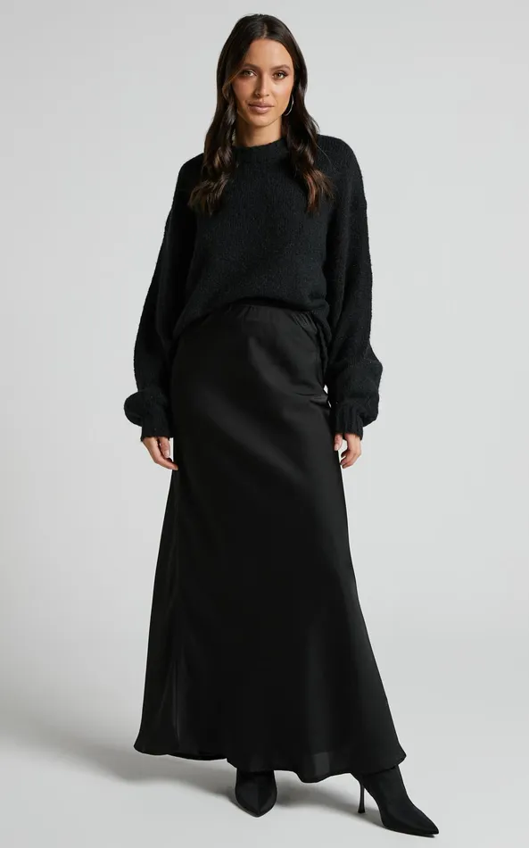 Showpo Amari Maxi Skirt 8211 High Waisted Bias Cut Skirt In Black Women Skirts