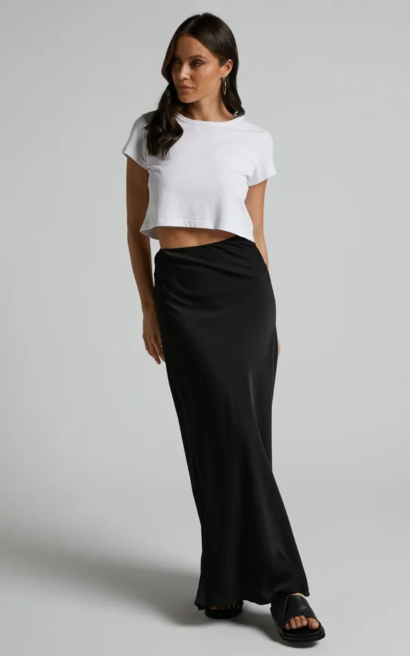 Showpo Amari Maxi Skirt 8211 High Waisted Bias Cut Skirt In Black Women Skirts