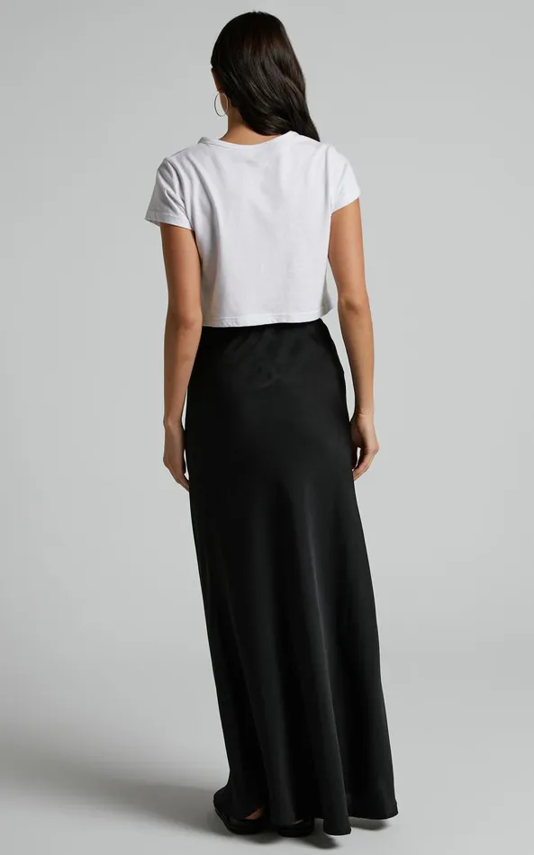 Showpo Amari Maxi Skirt 8211 High Waisted Bias Cut Skirt In Black Women Skirts