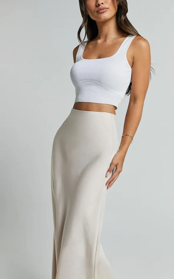 Showpo Amari Maxi Skirt 8211 High Waisted Bias Cut Skirt In Oyster Women Skirts