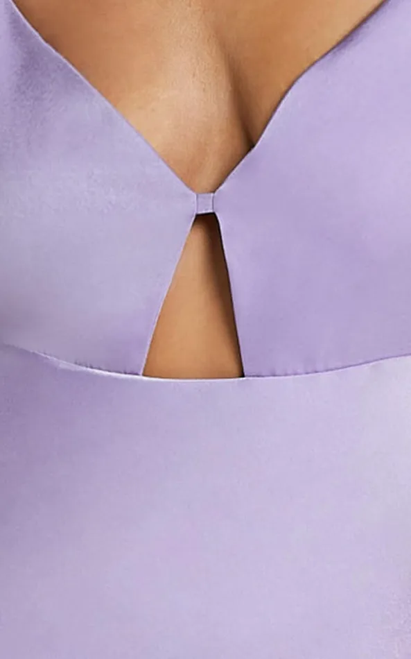 Showpo Amitola Midi Dress 8211 V Neck Cut Out Slip Dress In Lilac Women Dresses