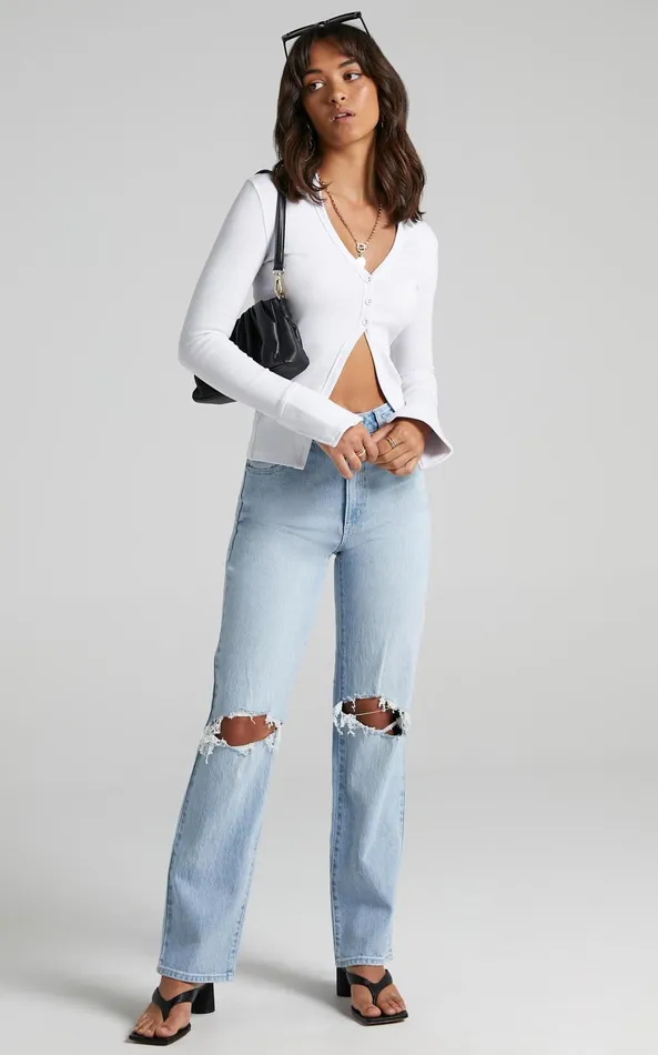 Showpo Amsu Top 8211 Long Sleeve Button Up Top In White Women Curve Clothes