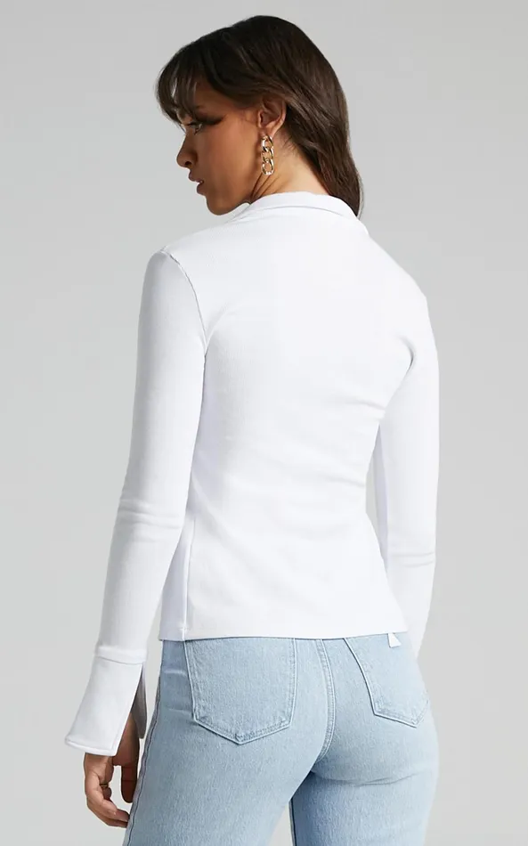 Showpo Amsu Top 8211 Long Sleeve Button Up Top In White Women Curve Clothes