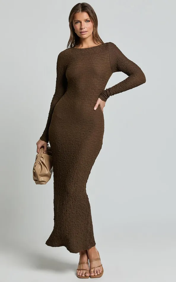 Showpo Amy Midi Dress 8211 Scoop Long Sleeve Bodycon Dress In Chocolate Women Dresses Showpo Amy Midi Dress 8211 Scoop Long Sleeve Bodycon Dress In Chocolate Women Dresses