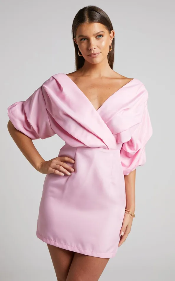 Showpo Anastasija Mini Dress 8211 Off Shoulder V Neck Dress In Ice Pink Women Dresses Showpo Anastasija Mini Dress 8211 Off Shoulder V Neck Dress In Ice Pink Women Dresses