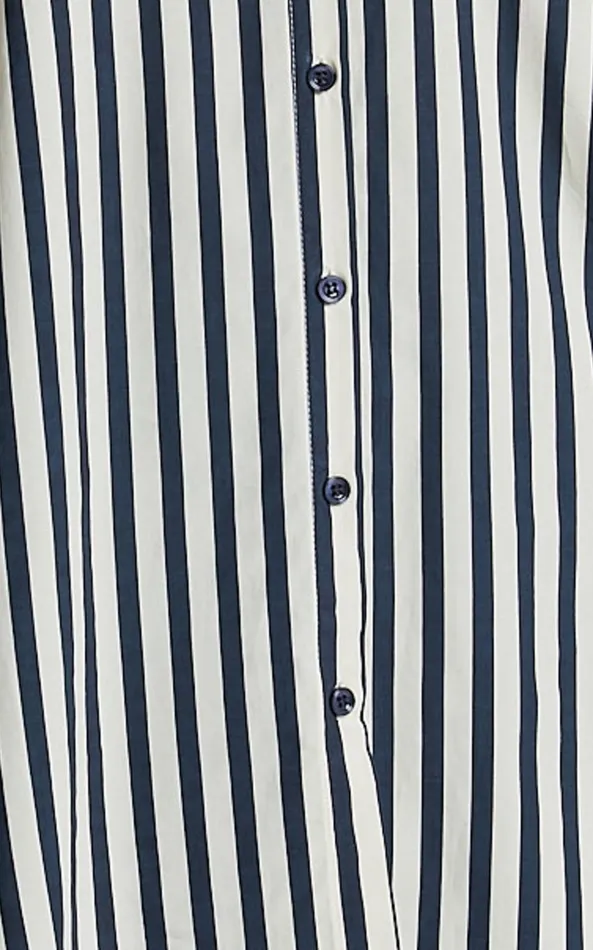 Showpo Anderson Top 8211 Collared Long Sleeve Shirt In Navy Stripe Women Curve Clothes