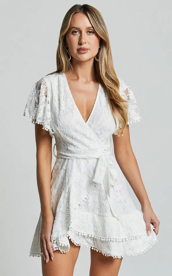 Showpo Andi Mini Dress 8211 V Neck Short Sleeve Wrap Dress In White Women Dresses Showpo Andi Mini Dress 8211 V Neck Short Sleeve Wrap Dress In White Women Dresses