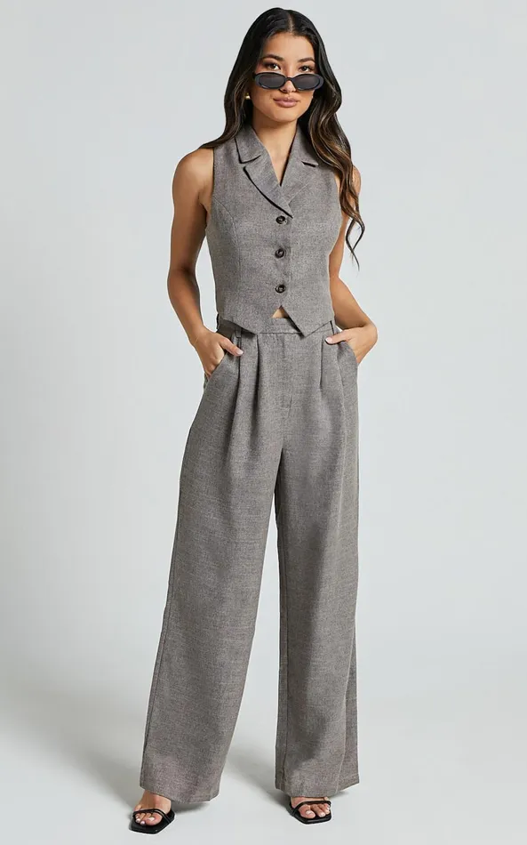 Showpo Andie Vest 8211 Button Through Collared Vest In Grey Women Tops