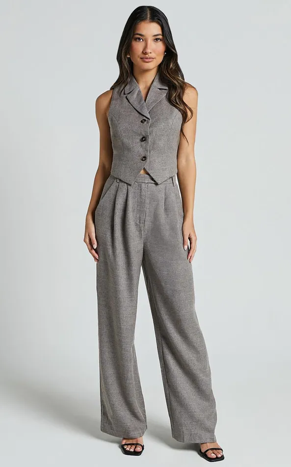 Showpo Andie Vest 8211 Button Through Collared Vest In Grey Women Tops