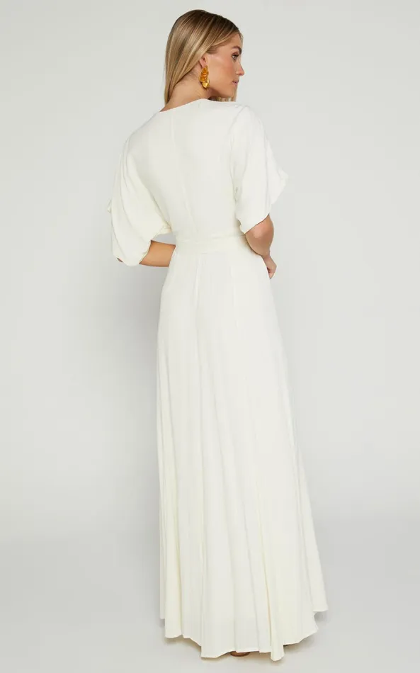 Showpo Andria Midi Dress 8211 V Neck Wrap Dress In Cream Women Dresses