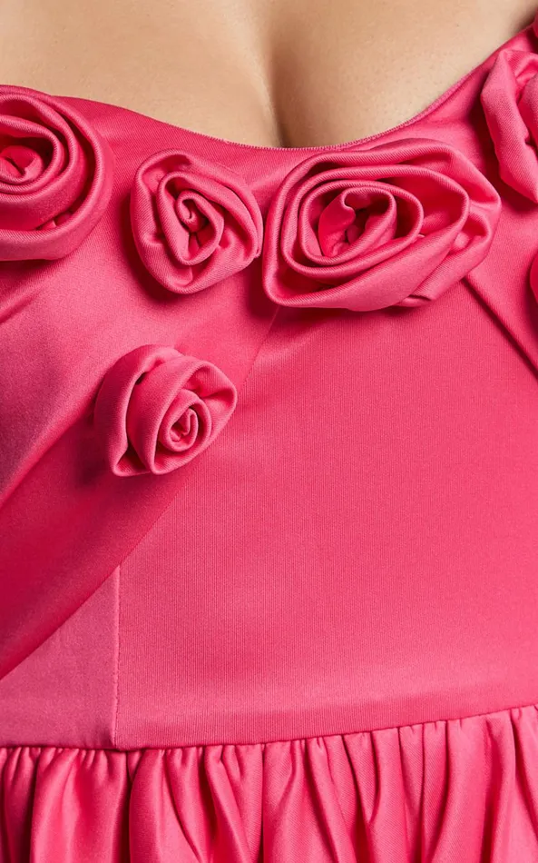 Showpo Angeletta Mini Dress 8211 Sweetheart Rosette Detail Fit and Flare In Pink Women Dresses