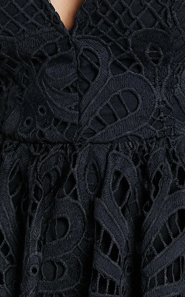 Showpo Anieshaya Midi Dress 8211 V Neck Cut Out Lace Dress In Black Women Dresses