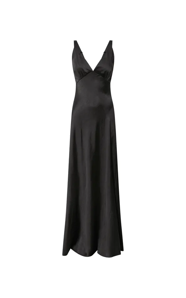Showpo Anjorie Maxi Dress 8211 Plunge Neck Wide Strap Sleeveless Slip In Black Women Dresses
