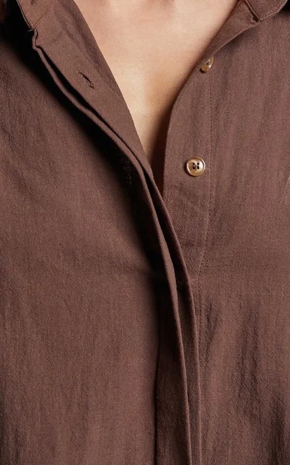 Showpo Anka Playsuit 8211 Relaxed Button Front Shirt Playsuit In Chocolate Women Curve Clothes