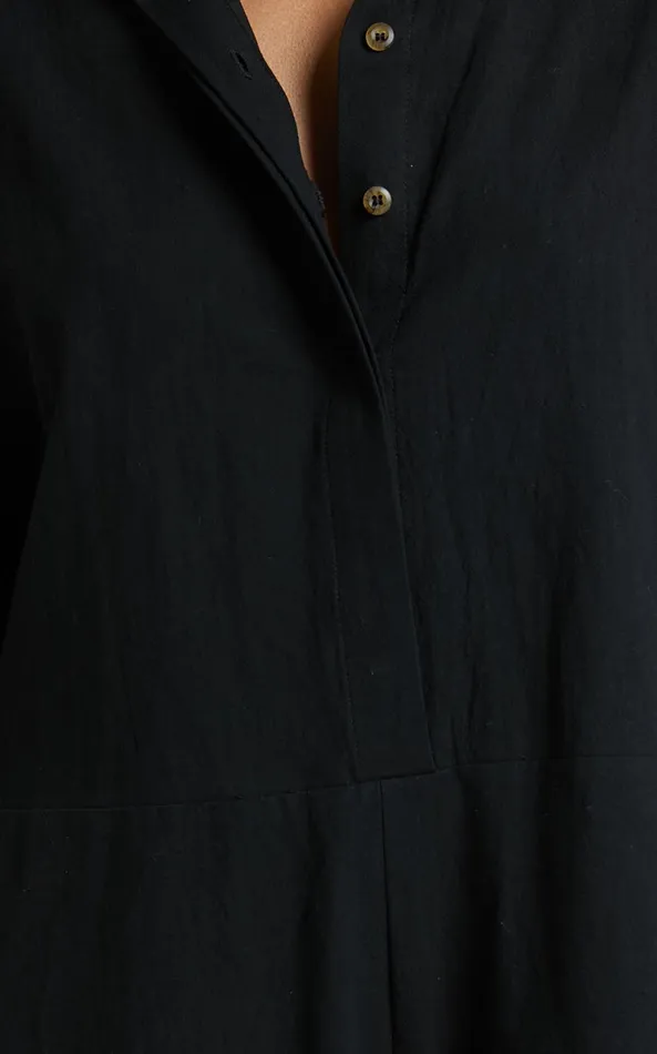 Showpo Ankana Playsuit 8211 Short Sleeve Relaxed Button Front Playsuit In Black Women Curve Clothes