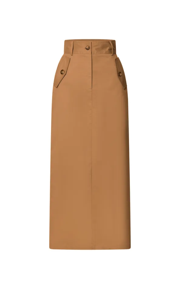 Showpo Anna Midi Skirt 8211 High Waisted Cargo In Camel Women Skirts