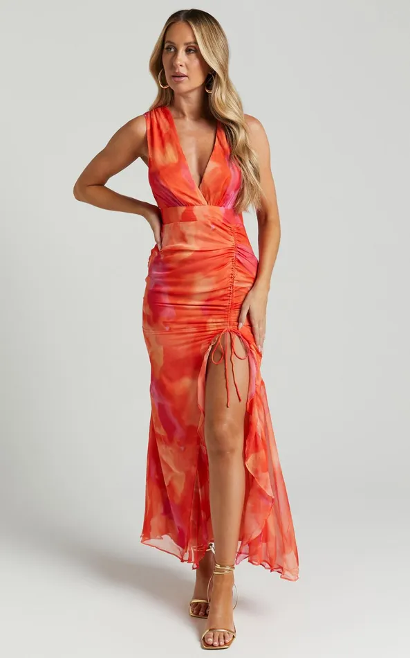 Showpo Annie Midi Dress 8211 Wrap Front Ruffle Detail Dress In Orange Floral Women Dresses Showpo Annie Midi Dress 8211 Wrap Front Ruffle Detail Dress In Orange Floral Women Dresses