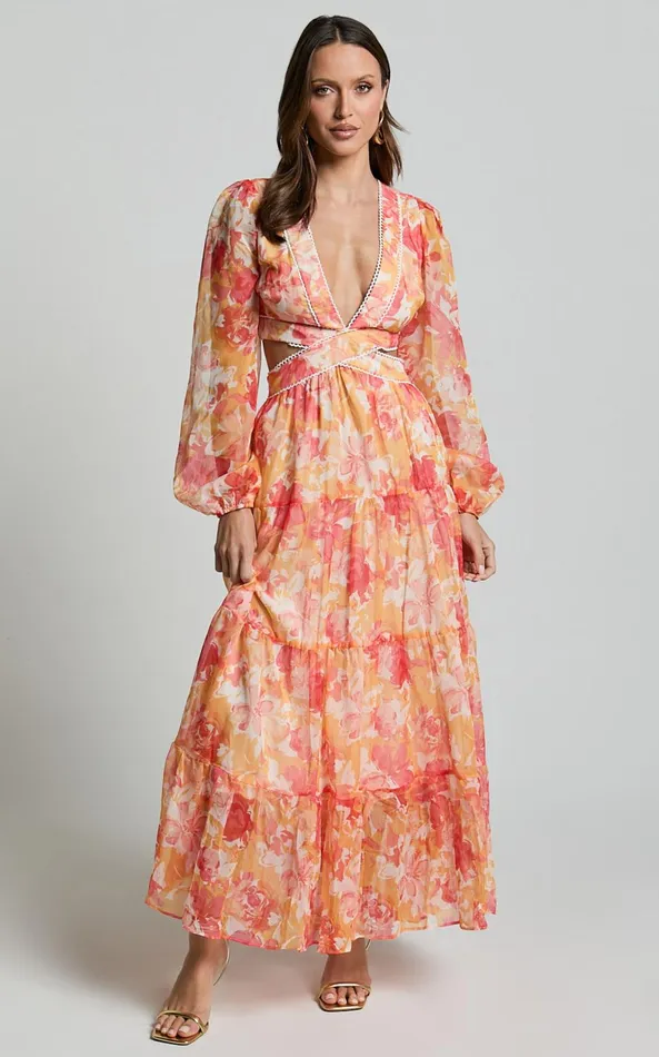 Showpo Anthea Midi Dress 8211 V Neck Cut Out Tiered Dress In Yellow Print Women Dresses Showpo Anthea Midi Dress 8211 V Neck Cut Out Tiered Dress In Yellow Print Women Dresses