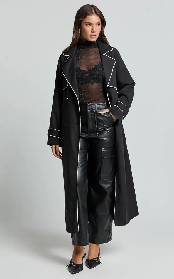 Showpo Anziel Coat 8211 Double Breasted Longline Coat In Black Women Jackets and Coats