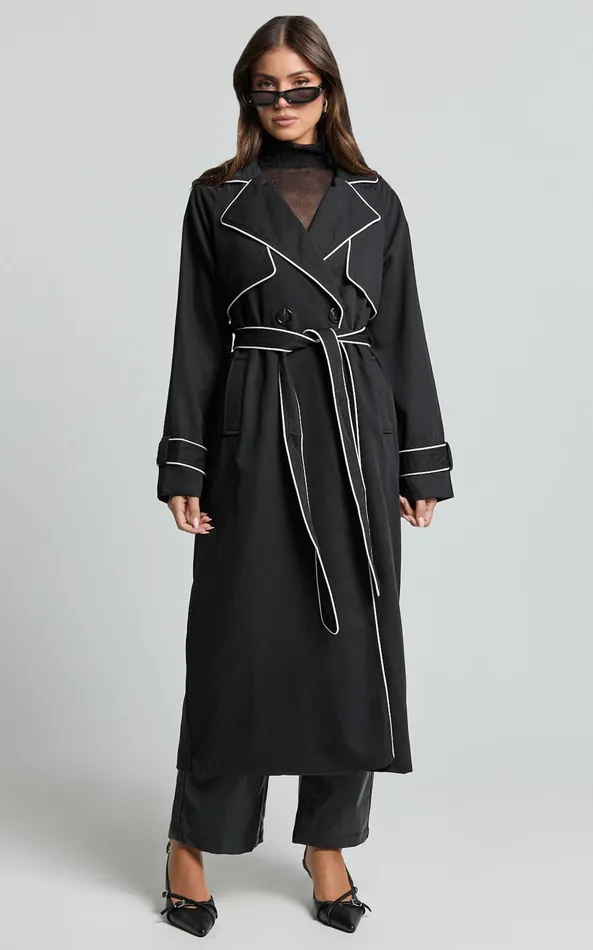 Showpo Anziel Coat 8211 Double Breasted Longline Coat In Black Women Jackets and Coats