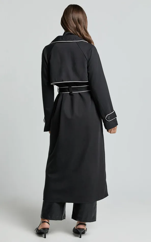 Showpo Anziel Coat 8211 Double Breasted Longline Coat In Black Women Jackets and Coats