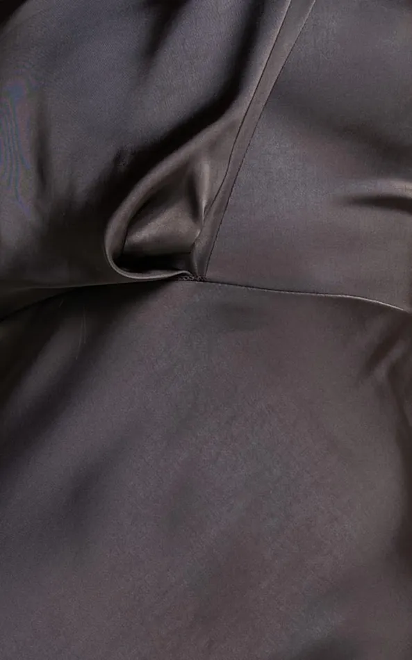 Showpo Aria Midi Dress 8211 One Shoulder Twist Detail Satin Bias Cut Dress In Espresso Women Dresses