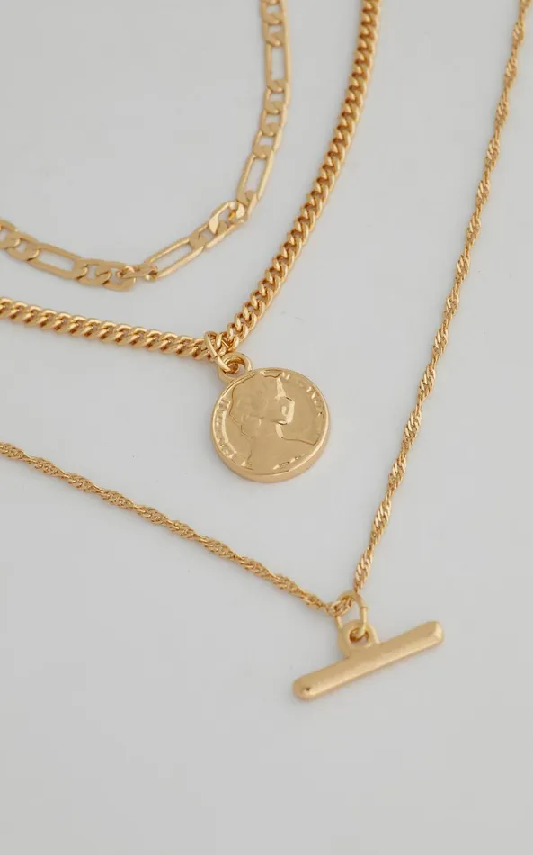 Showpo Arialla Multi Layered Chain Necklace In Gold Women Necklaces
