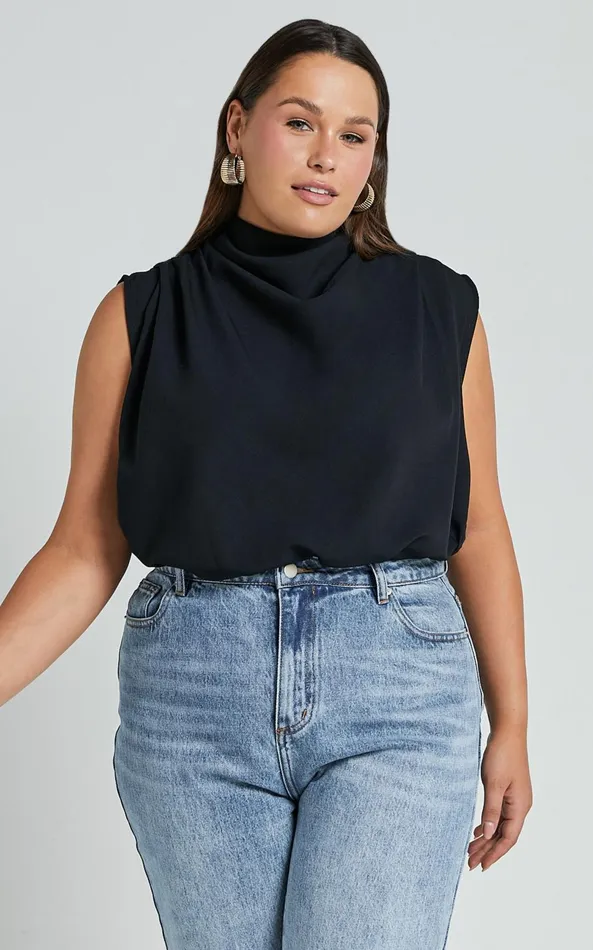 Showpo Arianae Top 8211 High Neck Top In Black Women Curve Clothes