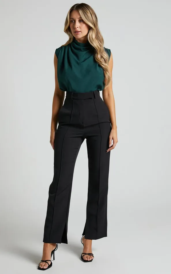 Showpo Arianae Top 8211 High Neck Top In Forest Green Women Curve Clothes