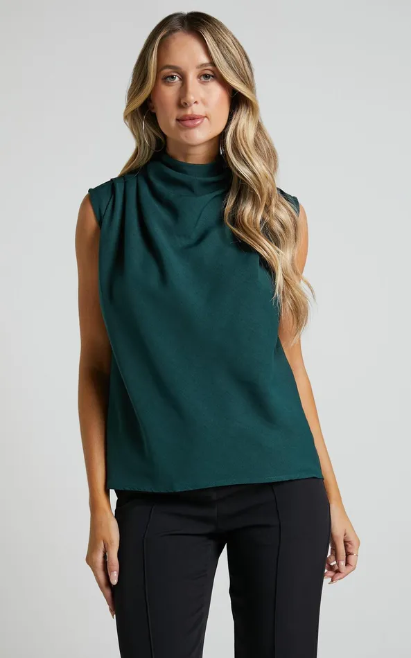 Showpo Arianae Top 8211 High Neck Top In Forest Green Women Curve Clothes