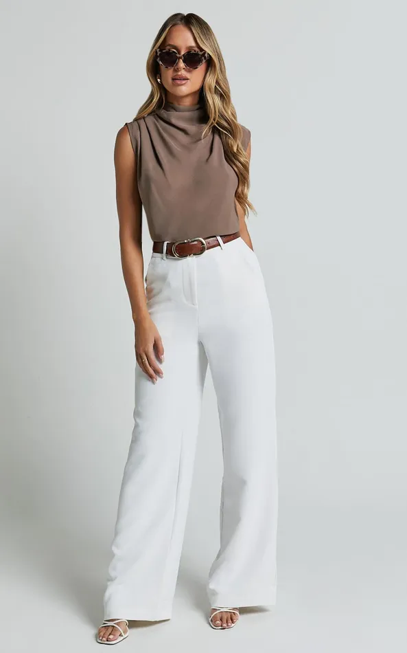 Showpo Arianae Top 8211 High Neck Top In Mocha Women Curve Clothes