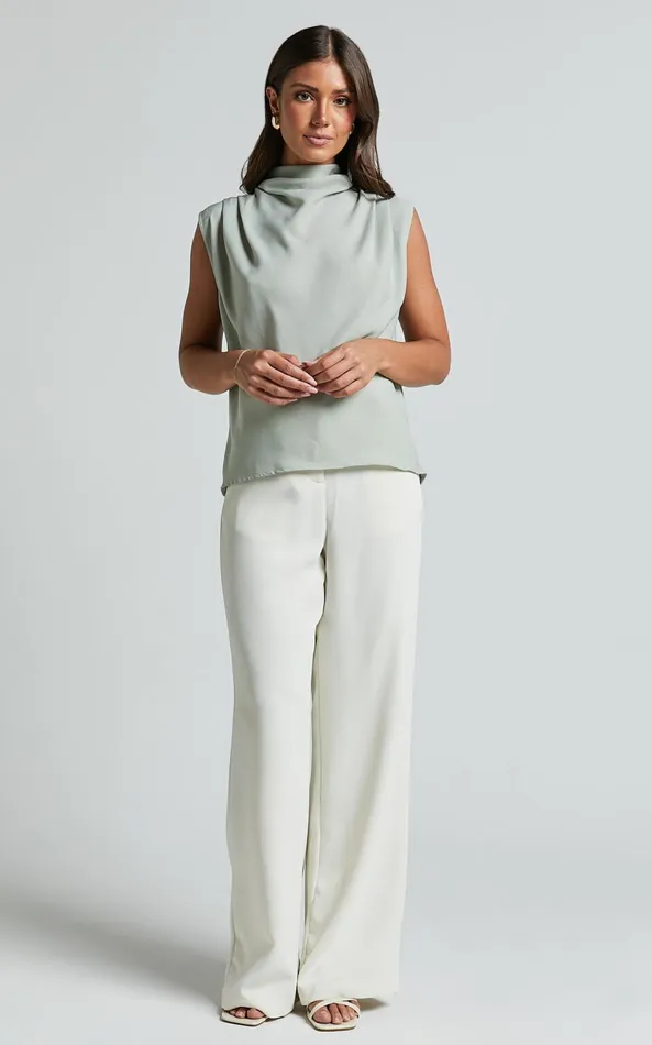 Showpo Arianae Top 8211 High Neck Top In Sage Women Curve Clothes
