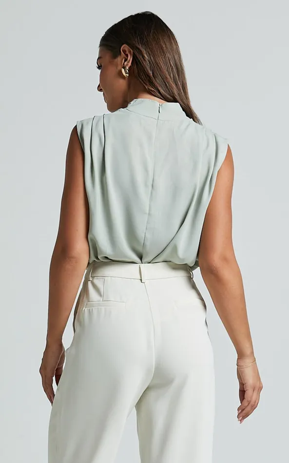 Showpo Arianae Top 8211 High Neck Top In Sage Women Curve Clothes