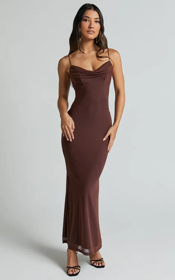 Showpo Ariel Midi Dress 8211 Mesh Bodycon Tie Detail Dress In Chocolate Women Dresses Showpo Ariel Midi Dress 8211 Mesh Bodycon Tie Detail Dress In Chocolate Women Dresses