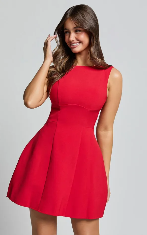 Showpo Arisa Mini Dress 8211 High Neck Backless Dress In Red Women Dresses