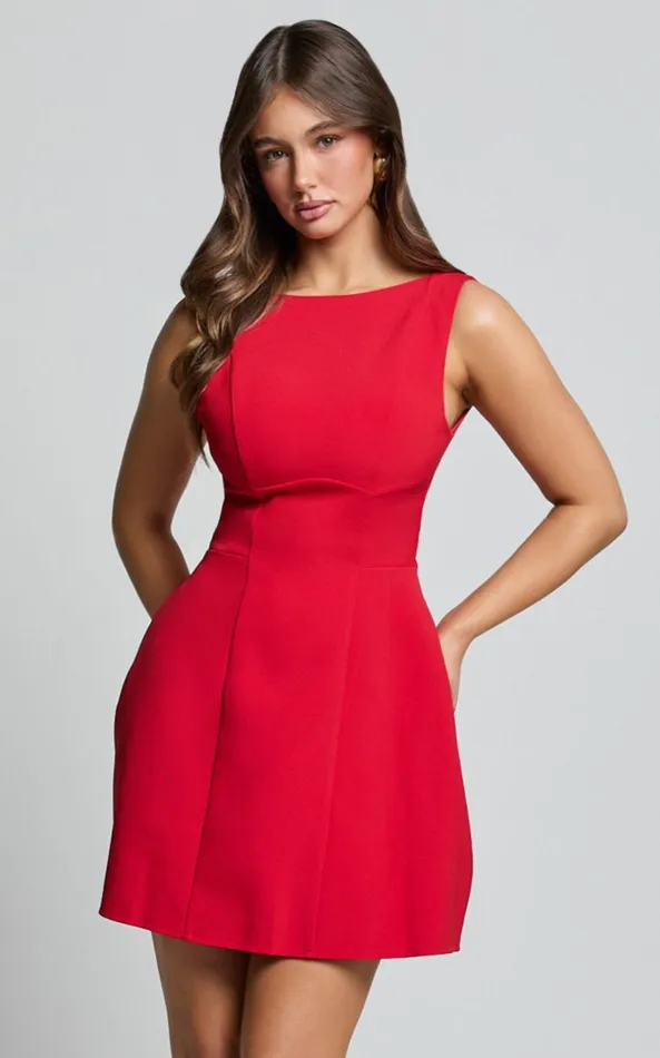 Showpo Arisa Mini Dress 8211 High Neck Backless Dress In Red Women Dresses