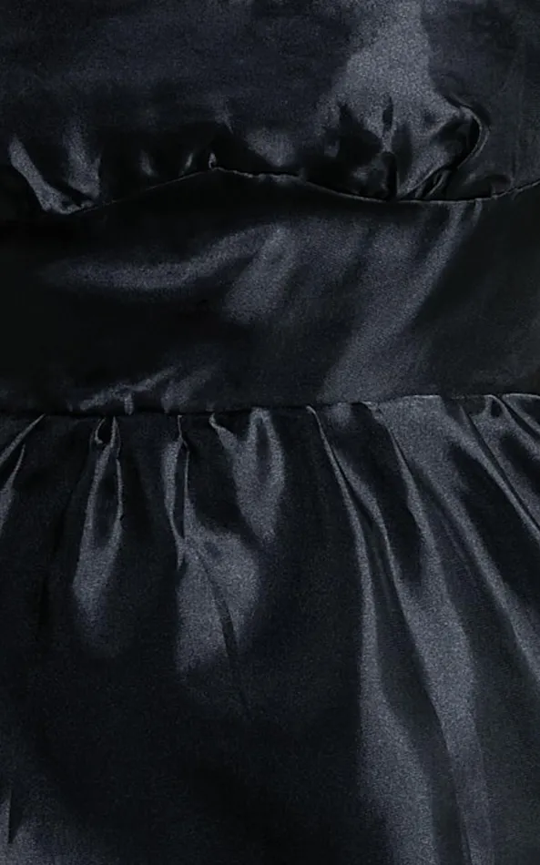 Showpo Ariya Mini Dress 8211 Organza Puff Sleeve Dress In Black Women Dresses
